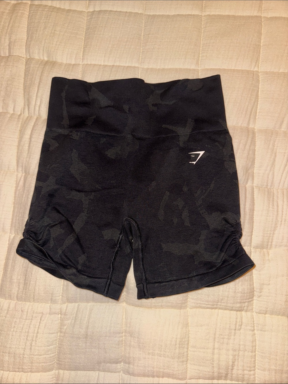 Gymshark Black High-Rise Camo Seamless Bike Shorts